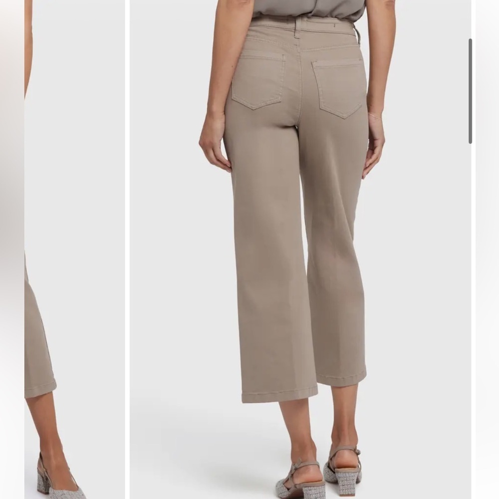 NYDJ Coco High Waist Crop Wide Leg Jeans Saddlewood Brown 12 - Picture 2 of 8